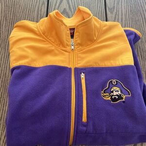 ECU East Carolina University Full Zip Fleece Jacket Embroidered Pirates  Sz L